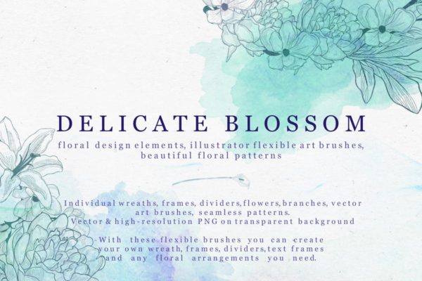 精致花卉矢量插画设计素材系列 Delicate Blossom Collection