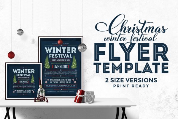 圣诞节庆祝主题海报传单设计模板v3 Christmas Flyer Template Vol.3