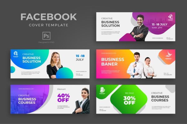 企业咨询服务Facebook主页封面设计模板16图库精选 Business Facebook Cover Template