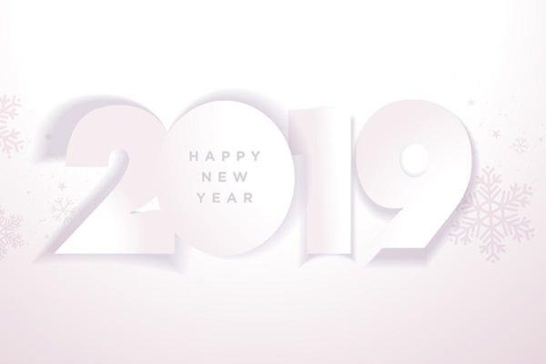 2019年数字新年贺卡设计模板[简约版] Business Happy New Year 2019 Greeting Card