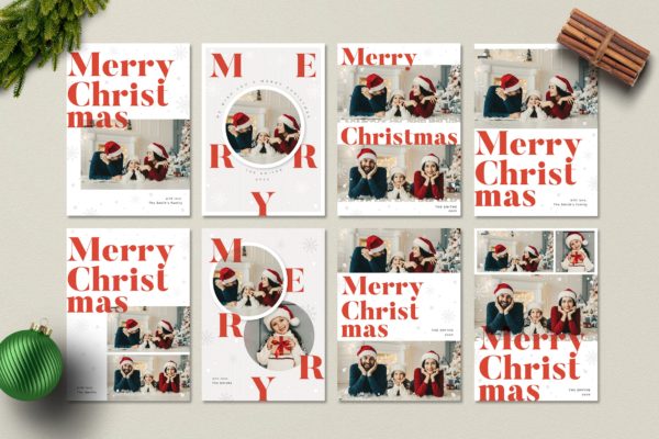 圣诞节照片贺卡设计模板集 Christmas Photo Card / Holiday Card