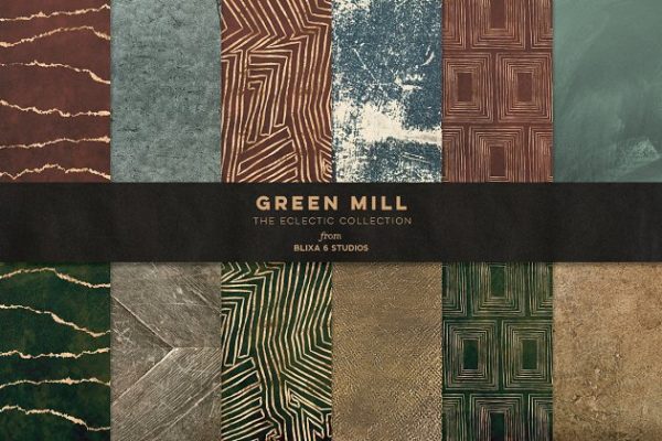 创意金箔线条几何图形纹理 Green Mill Golden Jazz Graphics
