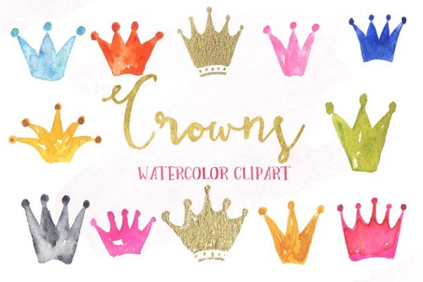 皇冠水彩剪剪贴画 Crowns watercolors clipart