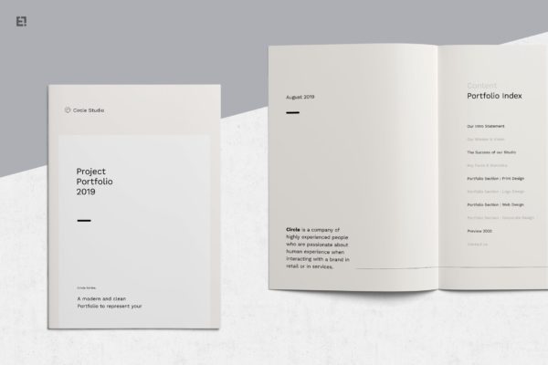 极简主义企业案例集画册设计模板 Portfolio