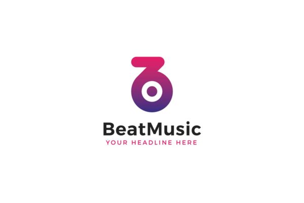 创意字母Logo模板系列之字母B音乐主题 Beat Music B Letter Logo Template