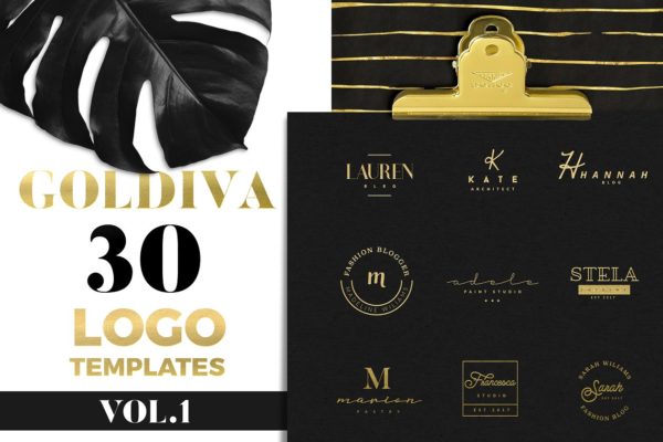 奢侈品牌Logo设计模板合集v1 GOLDIVA Logo Pack Vol.1