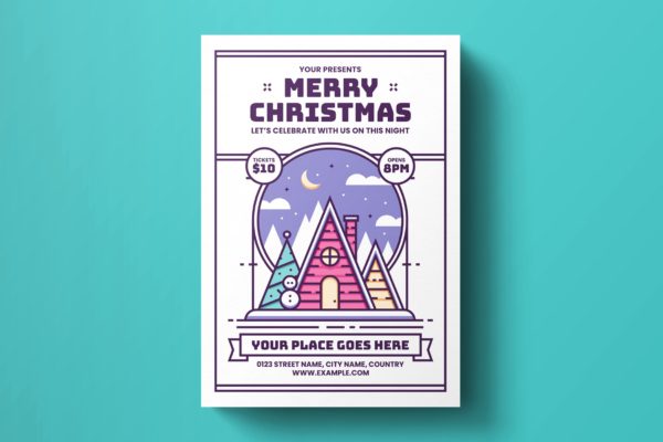 圣诞节晚宴邀请海报传单设计模板 Christmas Flyer Template