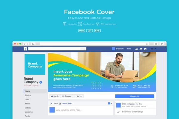 企业商务主题Facebook主页封面设计模板素材天下精选v2.5 ADL Facebook Cover.v2.5