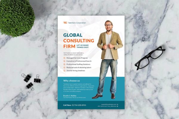 全球贸易咨询宣传单设计模板 Global Consulting Flyer