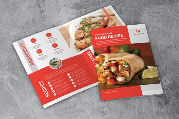 双折页美味食品宣传册INDD设计模板 Bifold food Brochure