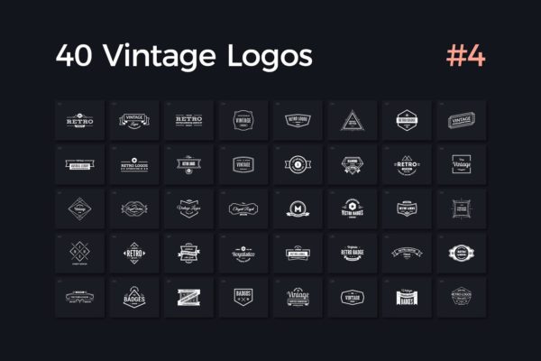40个复古风格Logo标志设计模板合集v4 40 Vintage Logos Vol. 4