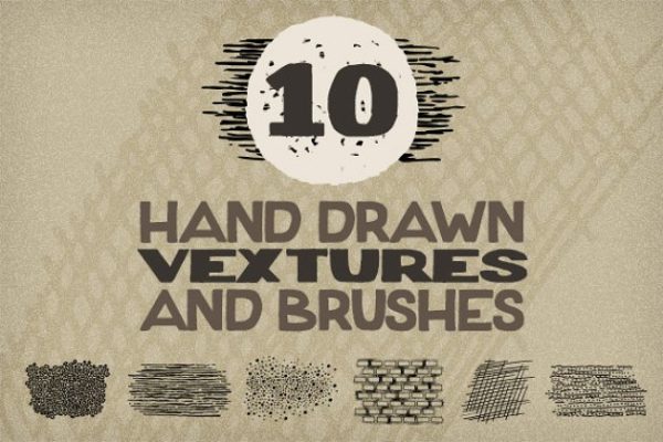 10款手绘花纹纹理&amp;笔刷 10 Hand Drawn Vextures and Brushes