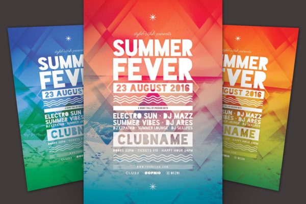 缤纷夏日海滩主题活动传单模板 Summer Fever Flyer Template
