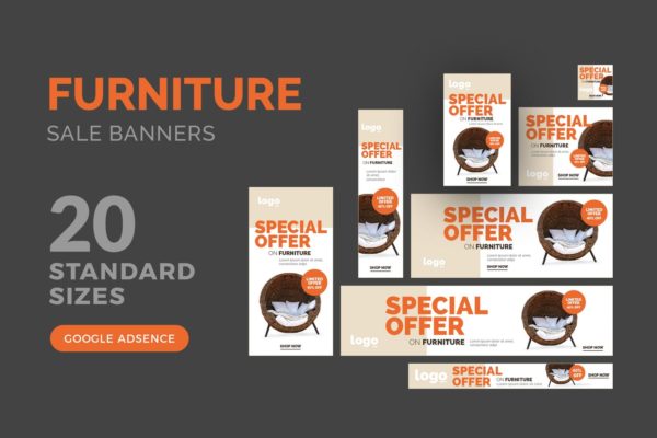 现代家具促销广告Banner设计模板 Furniture Sale Banners