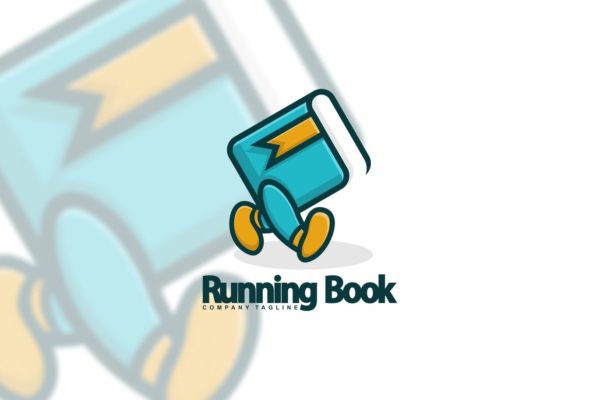 图书出版图书阅读主题“会行走”的书Logo设计16设计网精选模板 Running Book