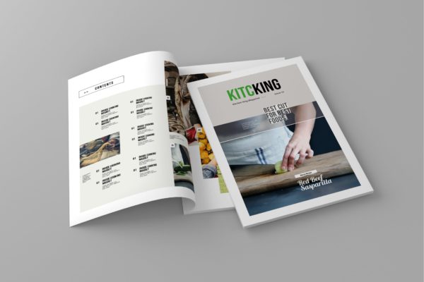美食16设计网精选杂志排版设计模板 Kitcking &#8211; Magazine Template
