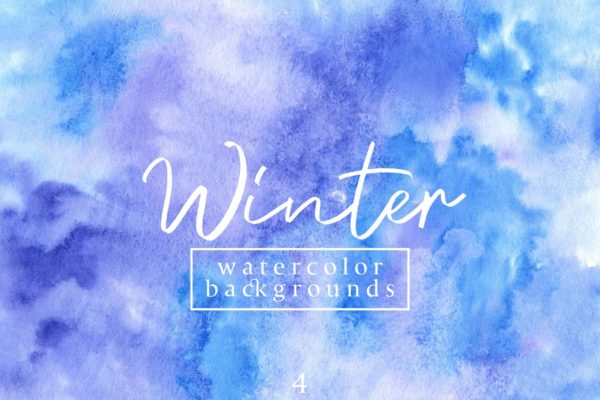冬季水彩肌理纹理背景图素材v4 Winter Watercolor Backgrounds 4
