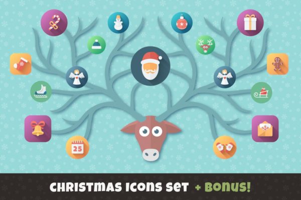 扁平设计风格圣诞节主题矢量素材包 Christmas Flat Set | Vector Icons Bundle