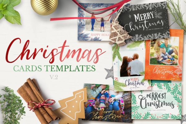 圣诞贺卡模板超级合集第二波 Christmas Cards Template v2