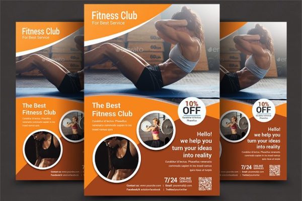 健身私教课程海报设计模板 Fitness Flyer