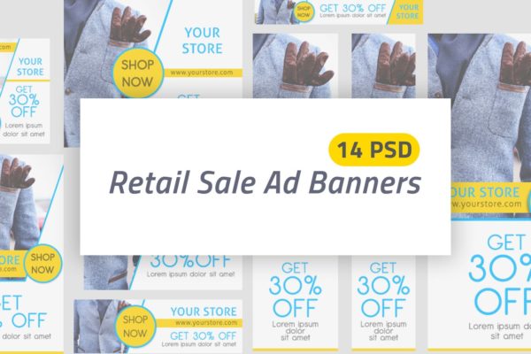零售促销Banner横幅16素材网精选广告模板 Retail Sale Ad Banners