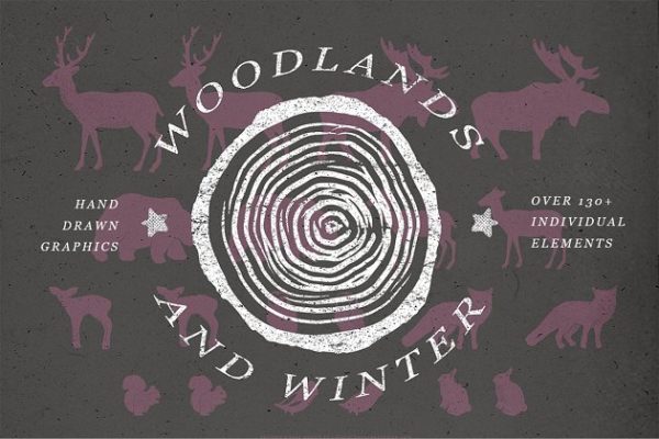 林地和冬季矢量图形 Woodlands &amp; Winter Vector Graphics