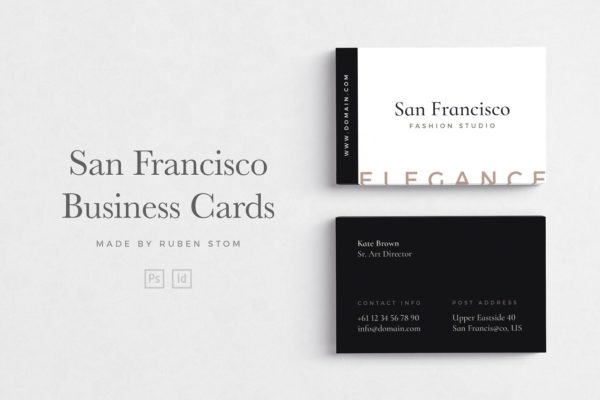 极简主义企业名片设计模板3 San Francisco Business Cards