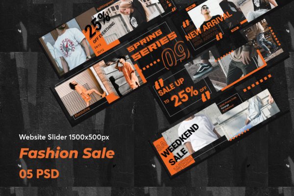 时尚促销网站广告Banner图设计模板 Creative Fashion Sale Website Slider