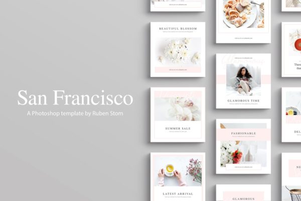 简约生活社交媒体贴图模板16素材网精选 San Francisco Social Media Pack
