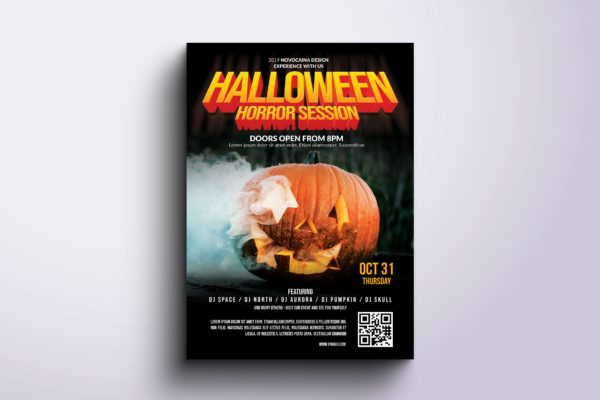 2019年万圣节活动宣传海报设计模板v5 Halloween Party Poster &amp; Flyer v5