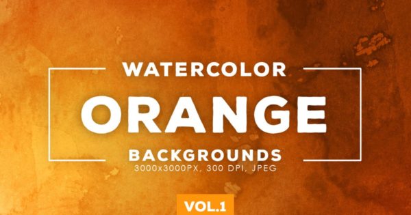 橙色水彩涂料纹理背景设计素材v1 Orange Watercolor Backgrounds Vol.1