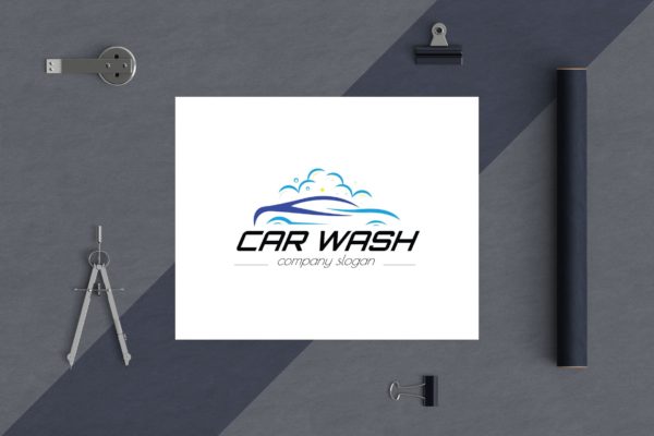 洗车店品牌Logo设计16设计网精选模板 Car Wash Business Logo Template