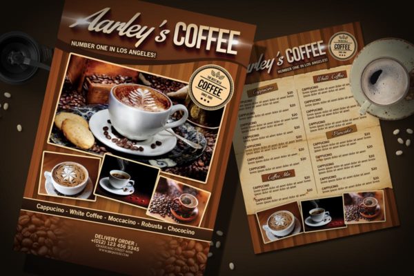 咖啡店菜单设计PSD模板 Coffee Menu Flyer