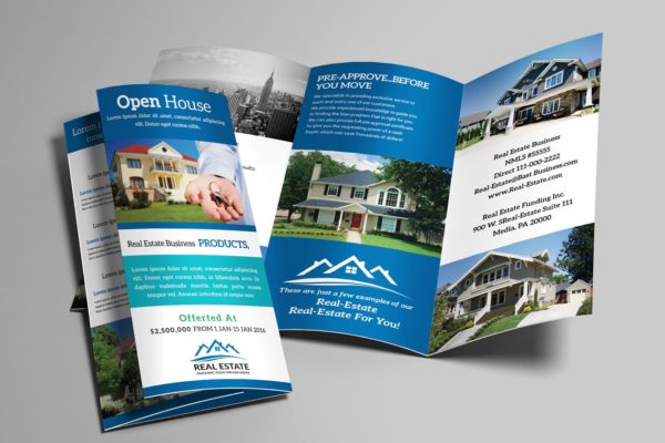 房产销售房产中介折页传单PSD模板 Real Estate Trifold Brochure