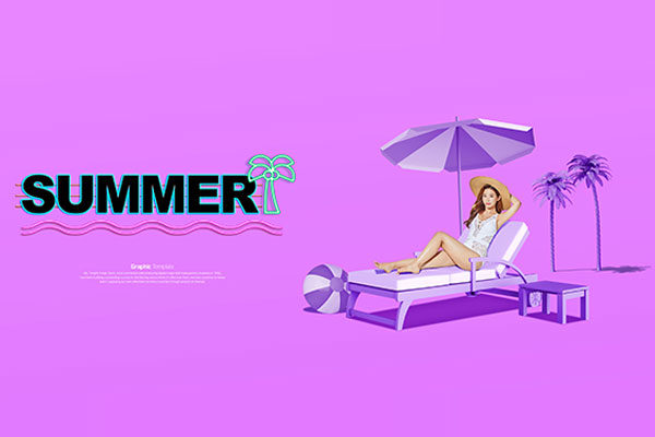 夏季暑假度假旅行活动促销广告Banner设计