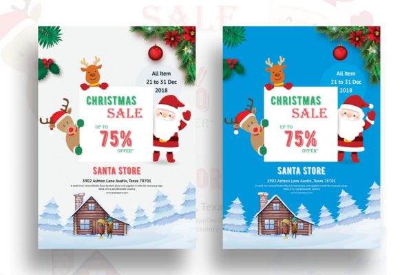 圣诞节促销日营销海报设计模板v2 Christmas Sales Promotion Flyer-02