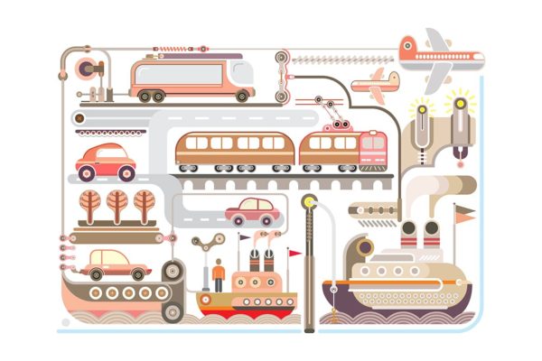 旅行&amp;交通主题矢量插画设计素材 Travel and Transport vector design