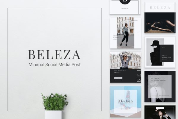 时尚品牌社交推广设计素材包 BELEZA Fashion Social Media Post
