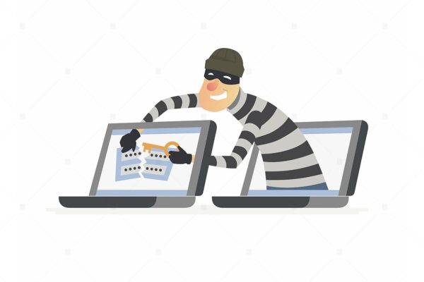 黑客窃取密码-彩色矢量插画素材天下精选素材 Hacker stealing password &#8211; colorful illustration