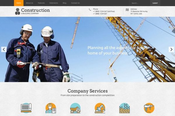 房地产开发商响应式企业网站模板素材中国精选  Hot Construction