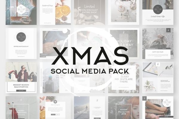 圣诞冬季主题社交媒体贴图模板普贤居精选 XMAS Stylish Social Media Pack