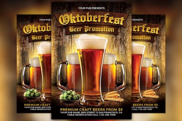十月啤酒节派对活动传单模板 Oktoberfest Flyer Template