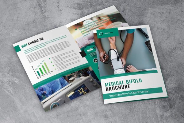 医疗保健服务折页传单模板 Medical Bifold Priority