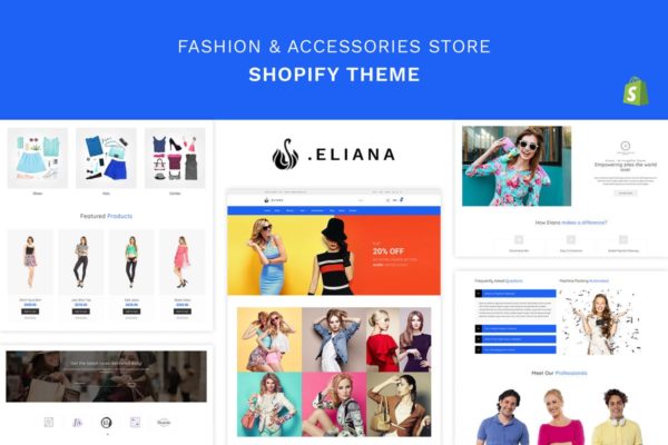 女性时尚服饰网上商城Shopify主题模板16素材网精选 Eliana &#8211; Girls Fashion, Accessories Store Shopify