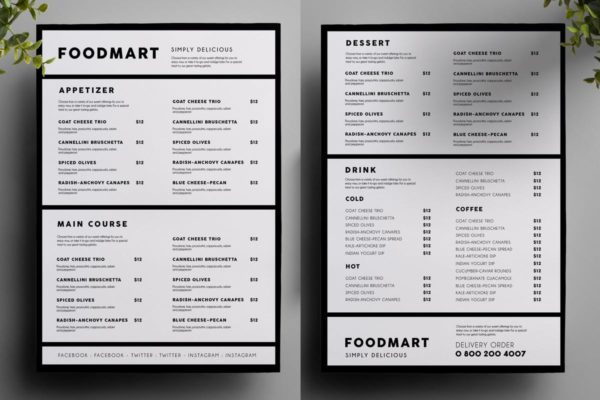 简约设计西餐厅菜餐设计PSD模板 Simple Restaurant Menu