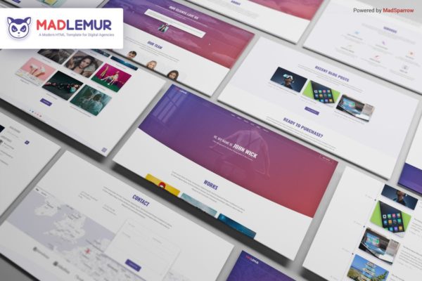 数字产品代理网站设计模板素材中国精选 Mad Lemur &#8211; A Modern Template for Digital Agencies
