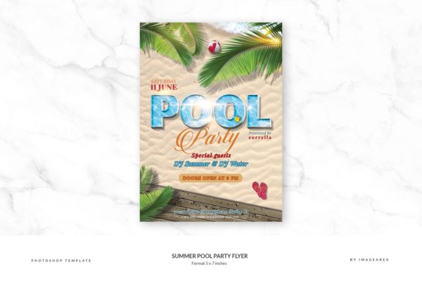 游泳馆游泳池会员促销活动海报PSD模板 Summer Pool Party
