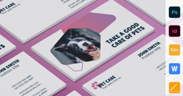 宠物美容护理商业名片设计模板