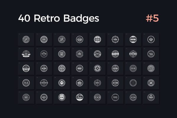 40枚复古徽章Logo模板 Vol. 5 40 Retro Badges Vol. 5