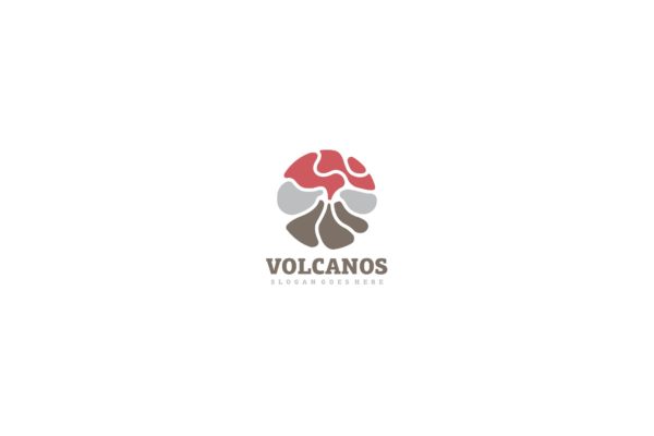 创意火山抽象图形Logo设计16设计网精选模板 Volcano Logo